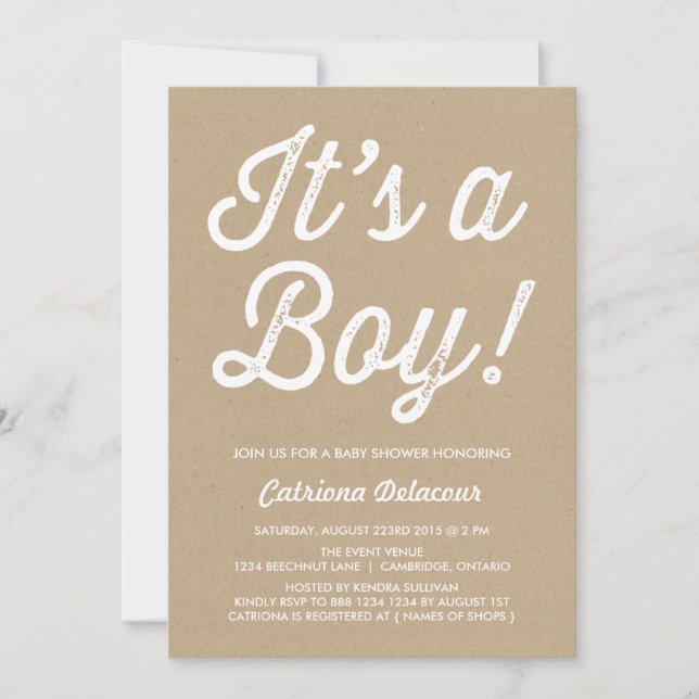 RUSTIC VINTAGE | IT'S A BOY BABY SHOWER INVITATION (Front)