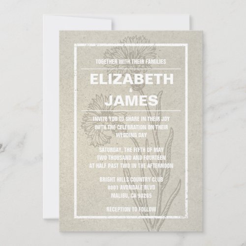 Rustic Vintage Ivory Wedding Invitations