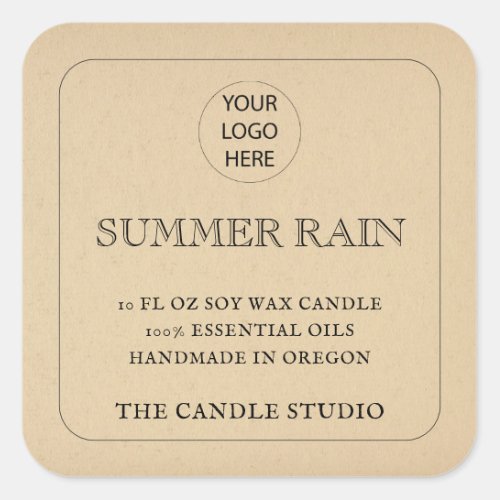 Rustic Vintage Kraft Paper Logo Candle Label