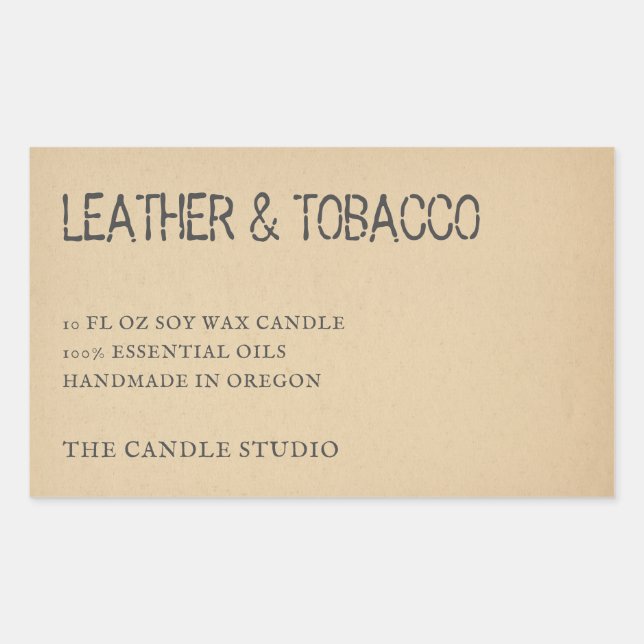 Rustic Vintage Kraft Paper Packaging Candle Label (Front)