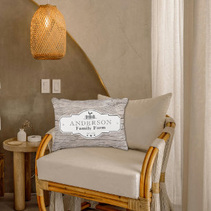 Rustic Vintage Label Border Family Farm Accent Pillow