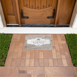 Rustic Vintage Label Border Family Farm Doormat