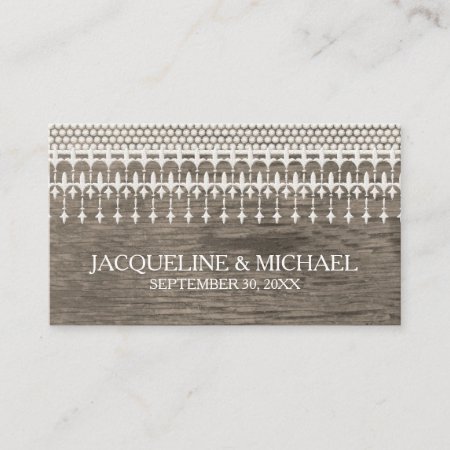 Rustic Vintage Lace Barn Wood Script Typography Place Card