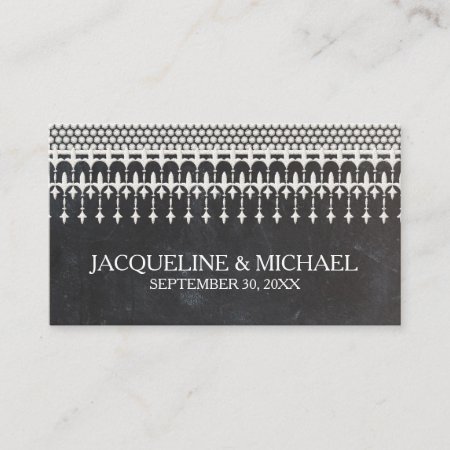 Rustic Vintage Lace Chalkboard Script Typography Place Card