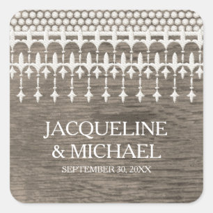 Rustic Vintage Lace Chalkboard Script Typography Square Sticker