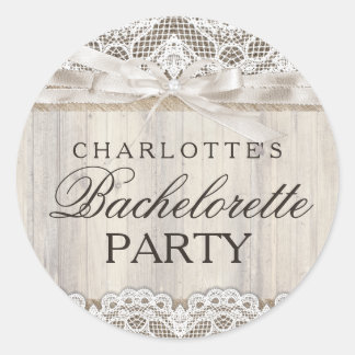Rustic Vintage Lace & Wood Bachelorette Sticker