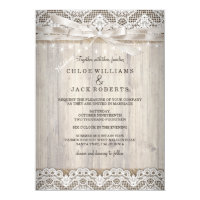 Rustic Vintage Lace Wood Wedding Lights Card