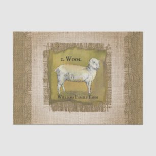 Rustic Vintage Lamb Burlap Pattern Tissue Paper