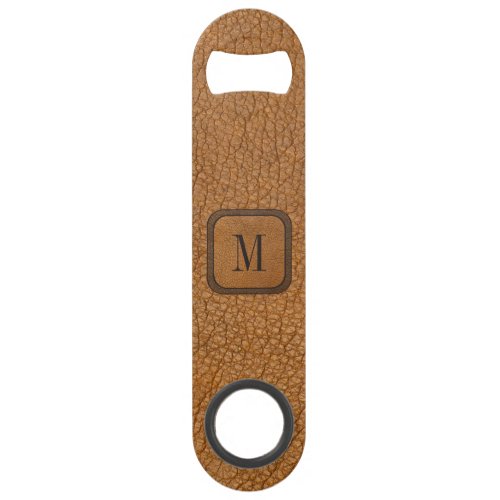 Rustic Vintage Leather Country Western Monogram Bar Key