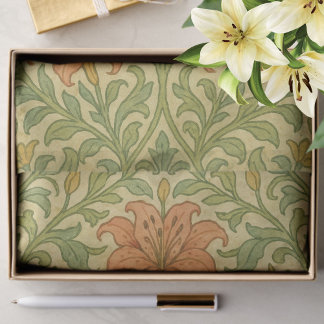 Rustic vintage lily William Morris pattern artsy Tissue Paper