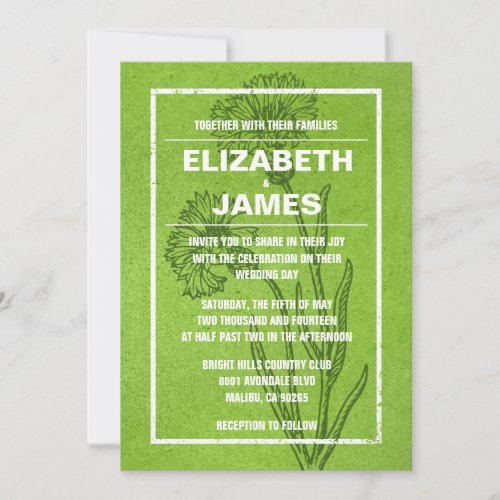 Rustic Vintage Lime Green Wedding Invitations