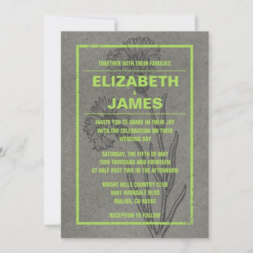 Rustic Vintage Lime Wedding Invitations