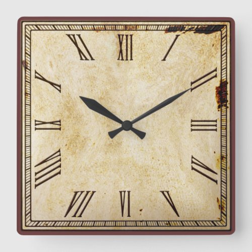 Rustic Vintage Look Square Roman Numeral Square Wall Clock