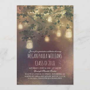 Rustic Vintage Mason Jar Lights Graduation Party Invitation