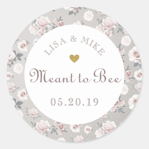 Rustic Vintage Meant to Bee Honey Wedding Favor Classic Round Sticker