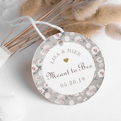 Rustic Vintage Meant to Bee Honey Wedding Round Favor Tags