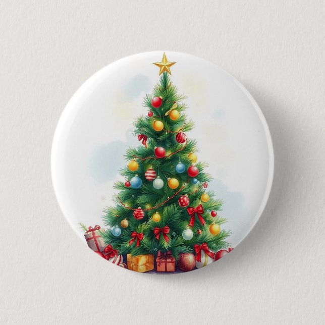 Rustic Vintage Merry Christmas Ball Holiday Season Button (Front)