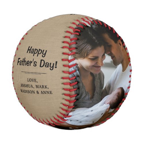 Rustic Vintage Modern Photo Happy Fathers Day Baseball