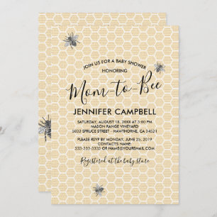 Rustic Vintage Mom to Bee Baby Shower Invitation