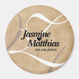 Rustic Vintage Monogram Save the Date Wedding Magnet