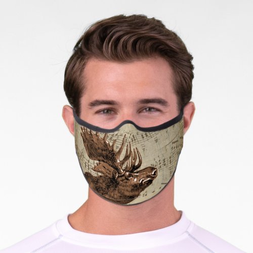 Rustic Vintage Moose  Premium Face Mask