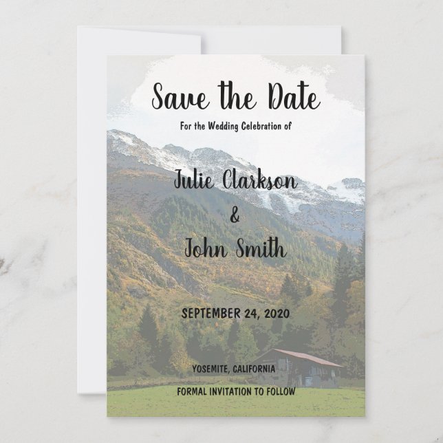 Rustic Vintage Mountain Wedding Save the Date (Front)