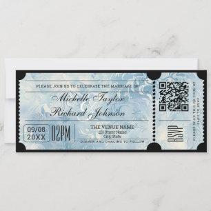 Rustic Vintage Movie Ticket with RSVP QR Code Invitation