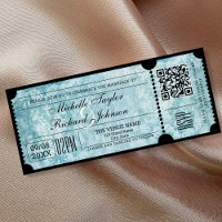 Rustic Vintage Movie Ticket with RSVP QR Code