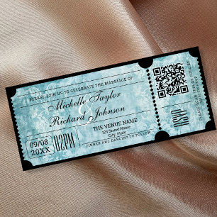 Rustic Vintage Movie Ticket with RSVP QR Code Invitation
