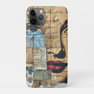 Rustic Vintage Newspaper Patchwork Collage (11) iPhone 11 Pro Case