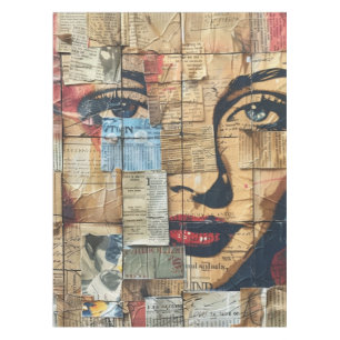 Rustic Vintage Newspaper Patchwork Collage (12) Tablecloth