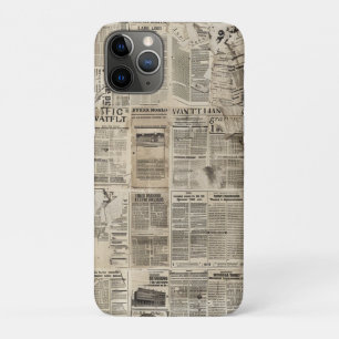 Rustic Vintage Newspaper Patchwork Collage (1) iPhone 11 Pro Case