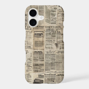 Rustic Vintage Newspaper Patchwork Collage (1) iPhone 17 Case
