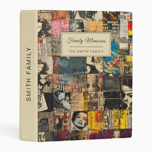 Rustic Vintage Newspaper Patchwork Collage (5) Mini Binder