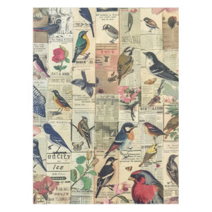 Rustic Vintage Newspaper Patchwork Collage (6) Tablecloth
