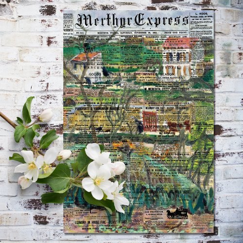 Rustic Vintage Newspaper Texture Decoupage  Tissue Paper