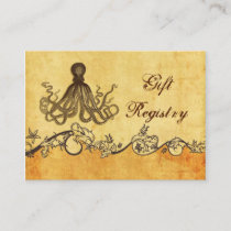 rustic, vintage ,octopus beach Gift registry Enclosure Card