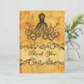 rustic, vintage ,octopus beach thank you invitation (Standing Front)