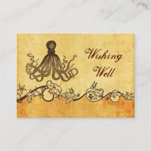 Customizable rustic, vintage ,octopus beach wishing well card business card templates