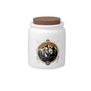 Rustic, vintage outdoorsman bear mountain candy jar