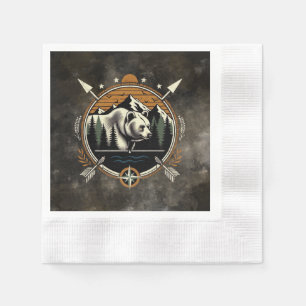Rustic, vintage outdoorsman bear mountain napkins