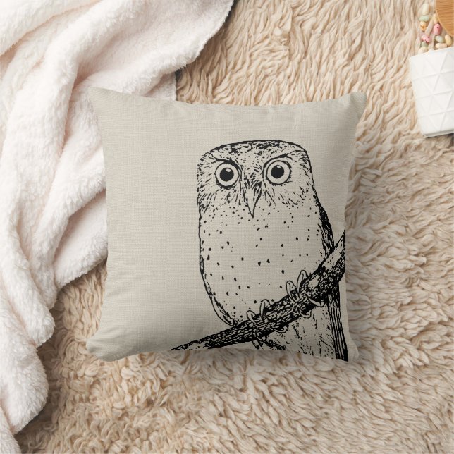 Rustic Vintage Owl Throw Pillow (Blanket)