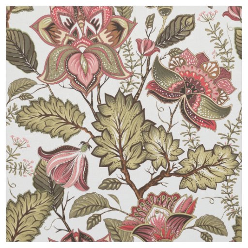 Rustic Vintage Paisley flower on creamy background Fabric