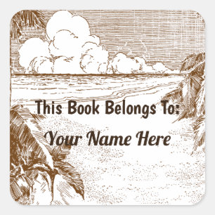 Rustic Vintage Palm Tree Editable Bookplate