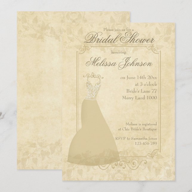 Rustic Vintage paper Bridal Shower Invitation (Front/Back)