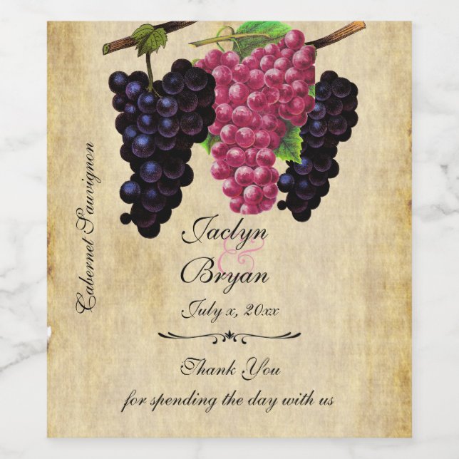Rustic, Vintage Paper, Wedding Wine, Custom Wine Label (Single Label)