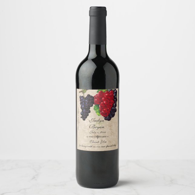 Rustic, Vintage Paper, Wedding Wine Label (Front)