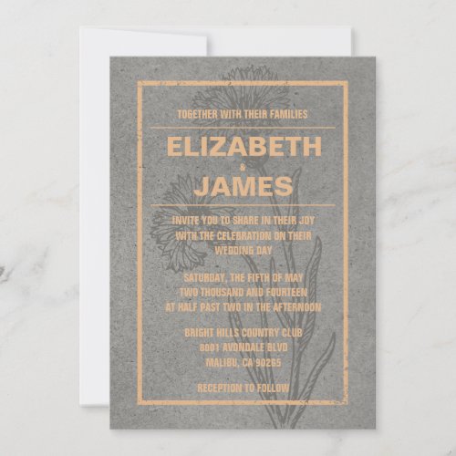Rustic Vintage Peach Wedding Invitations