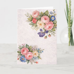 Rustic Vintage Personalized Floral Ro Card