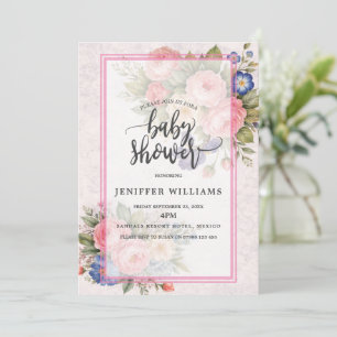 Rustic Vintage Personalized Floral Rose Design Invitation